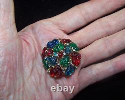 TRIFARI'Alfred Philippe' Domed Tricolor Fruit Salads and Pave Crystals Clip/Pin