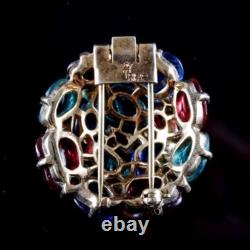 TRIFARI'Alfred Philippe' Domed Tricolor Fruit Salads and Pave Crystals Clip/Pin