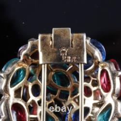 TRIFARI'Alfred Philippe' Domed Tricolor Fruit Salads and Pave Crystals Clip/Pin