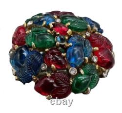 TRIFARI'Alfred Philippe' Domed Tricolor Fruit Salads and Pave Crystals Clip/Pin
