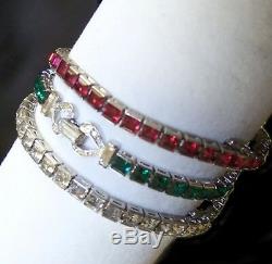 TRIFARI Alfred Philippe Emerald Ruby & Diamond Invisibly Set Tennis Bracelets