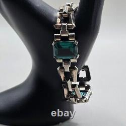 TRIFARI'Alfred Philippe' Emerald and Diamante Art Deco Link Bracelet