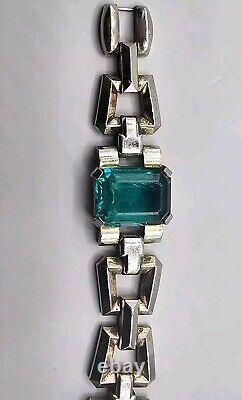 TRIFARI'Alfred Philippe' Emerald and Diamante Art Deco Link Bracelet