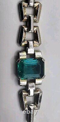 TRIFARI'Alfred Philippe' Emerald and Diamante Art Deco Link Bracelet