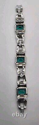 TRIFARI'Alfred Philippe' Emerald and Diamante Art Deco Link Bracelet