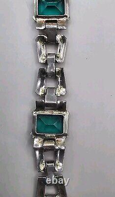 TRIFARI'Alfred Philippe' Emerald and Diamante Art Deco Link Bracelet