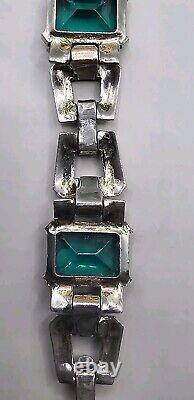 TRIFARI'Alfred Philippe' Emerald and Diamante Art Deco Link Bracelet