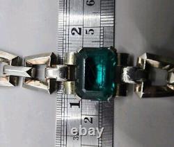 TRIFARI'Alfred Philippe' Emerald and Diamante Art Deco Link Bracelet