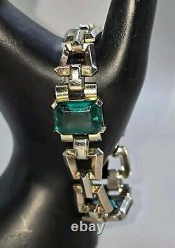 TRIFARI'Alfred Philippe' Emerald and Diamante Art Deco Link Bracelet