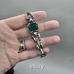 TRIFARI'Alfred Philippe' Emerald and Diamante Art Deco Link Bracelet