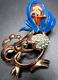 TRIFARI Alfred Philippe Enamel Rhinestone Hen Chicken Carrying An Egg Brooch