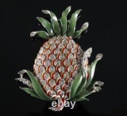 TRIFARI'Alfred Philippe' Enamel & Rhinestones Pineapple Pin/Clip