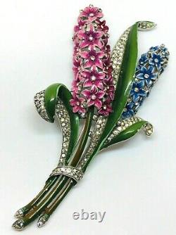 TRIFARI'Alfred Philippe' Enamel and Pave Giant Double Hyacinth Clip/Pin