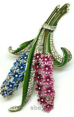 TRIFARI'Alfred Philippe' Enamel and Pave Giant Double Hyacinth Clip/Pin