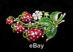 TRIFARI'Alfred Philippe' Enamel and Rhinestone'Strawberries' Clip/Pin