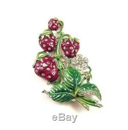 TRIFARI'Alfred Philippe' Enamel and Rhinestone'Strawberries' Clip/Pin