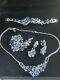 TRIFARI Alfred Philippe Five-Petal Flower Parure Silver Blue PAT PEND Book Set