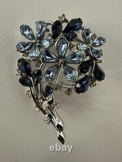 TRIFARI Alfred Philippe Five-Petal Flower Parure Silver Blue PAT PEND Book Set