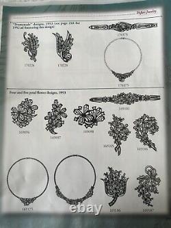 TRIFARI Alfred Philippe Five-Petal Flower Parure Silver Blue PAT PEND Book Set