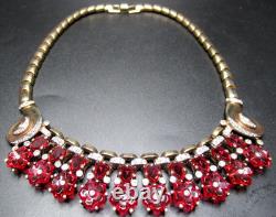 TRIFARI Alfred Philippe Fleur De Paris Red Glass Flower Grande Parure Set RARE TRIFARI Alfred Philippe Fleur De Paris Red Glass Flower Grande Parure Set RARE