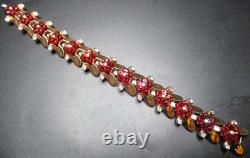 TRIFARI Alfred Philippe Fleur De Paris Red Glass Flower Grande Parure Set RARE