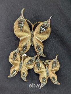 TRIFARI Alfred Philippe Gold & Diamante Large Butterfly Pin & Clip Earrings