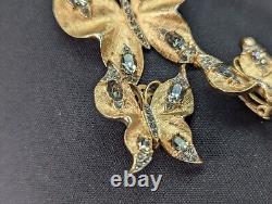 TRIFARI Alfred Philippe Gold & Diamante Large Butterfly Pin & Clip Earrings