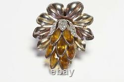 TRIFARI Alfred Philippe Gold Plated Yellow Crystal Flower Pin Brooch