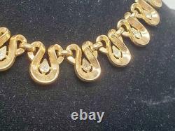 TRIFARI Alfred Philippe Gold Tone Pear Rhinestone Set Necklace & Clip Earrings