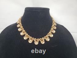 TRIFARI Alfred Philippe Gold Tone Pear Rhinestone Set Necklace & Clip Earrings