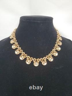 TRIFARI Alfred Philippe Gold Tone Pear Rhinestone Set Necklace & Clip Earrings