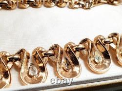 TRIFARI Alfred Philippe Gold Tone Pear Rhinestone Set Necklace & Clip Earrings