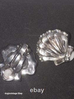 TRIFARI'Alfred Philippe Jelly Belly'Moonshell' Seashell Clip-On Earrings Pin