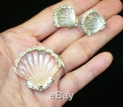 TRIFARI'Alfred Philippe' Jelly Belly'Moonshell' Seashell Pin Clip & Earrings