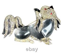 TRIFARI Alfred Philippe Jelly Belly Pekingese Dog Rhinestone Brooch RARE