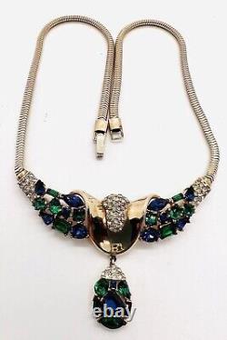 TRIFARI Alfred Philippe Jeweled Symphony Emerald & Sapphire Crystals Necklace