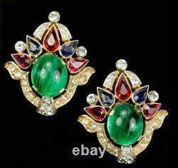 TRIFARI Alfred Philippe Jewels of India Emerald Ruby Sapphire Bracelet Earrings