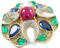 TRIFARI Alfred Philippe Jewels of India Emerald Ruby Sapphire Maltese Cross Pin