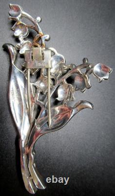 TRIFARI Alfred Philippe Lily of the Valley Enamel Rhinestone Vintage Fur Clip
