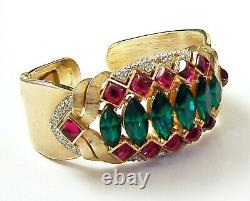 TRIFARI Alfred Philippe Moghul Jewels of India Emerald Ruby R. S. Cuff & Earrings