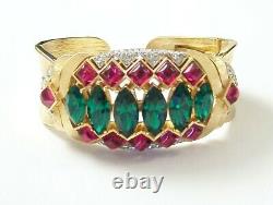 TRIFARI Alfred Philippe Moghul Jewels of India Emerald Ruby R. S. Cuff & Earrings