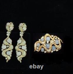 TRIFARI Alfred Philippe'Ondine' Under the Sea Moonstone Clip Earrings and Pin