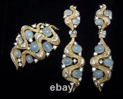 TRIFARI Alfred Philippe'Ondine' Under the Sea Moonstone Clip Earrings and Pin