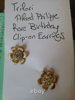 TRIFARI Alfred Philippe PARURE Rare Birthday Earrings. Beautiful Gold Finish