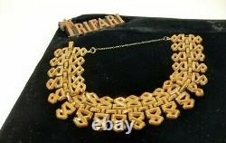 TRIFARI Alfred Philippe PAT PEND Egyptian Style Gold Necklace Bracelet Earrings