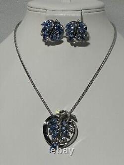 TRIFARI Alfred Philippe Parure Necklace Earrings Blue Marquise Floral Set