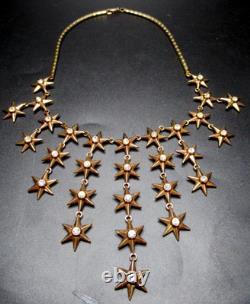 TRIFARI Alfred Philippe Patriotic Rhinestone Stars Drippy Vintage Necklace RARE