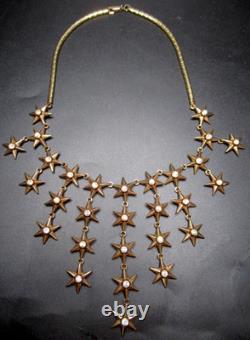 TRIFARI Alfred Philippe Patriotic Rhinestone Stars Drippy Vintage Necklace RARE