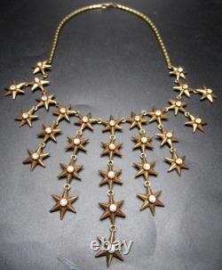 TRIFARI Alfred Philippe Patriotic Rhinestone Stars Drippy Vintage Necklace RARE