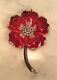 TRIFARI Alfred Philippe Pave Red Enamel Flower Clip Pin